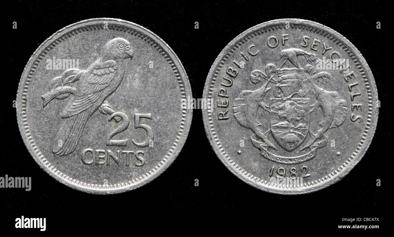 Pièce de 25 cents, Seychelles, 1982 Banque D'Images