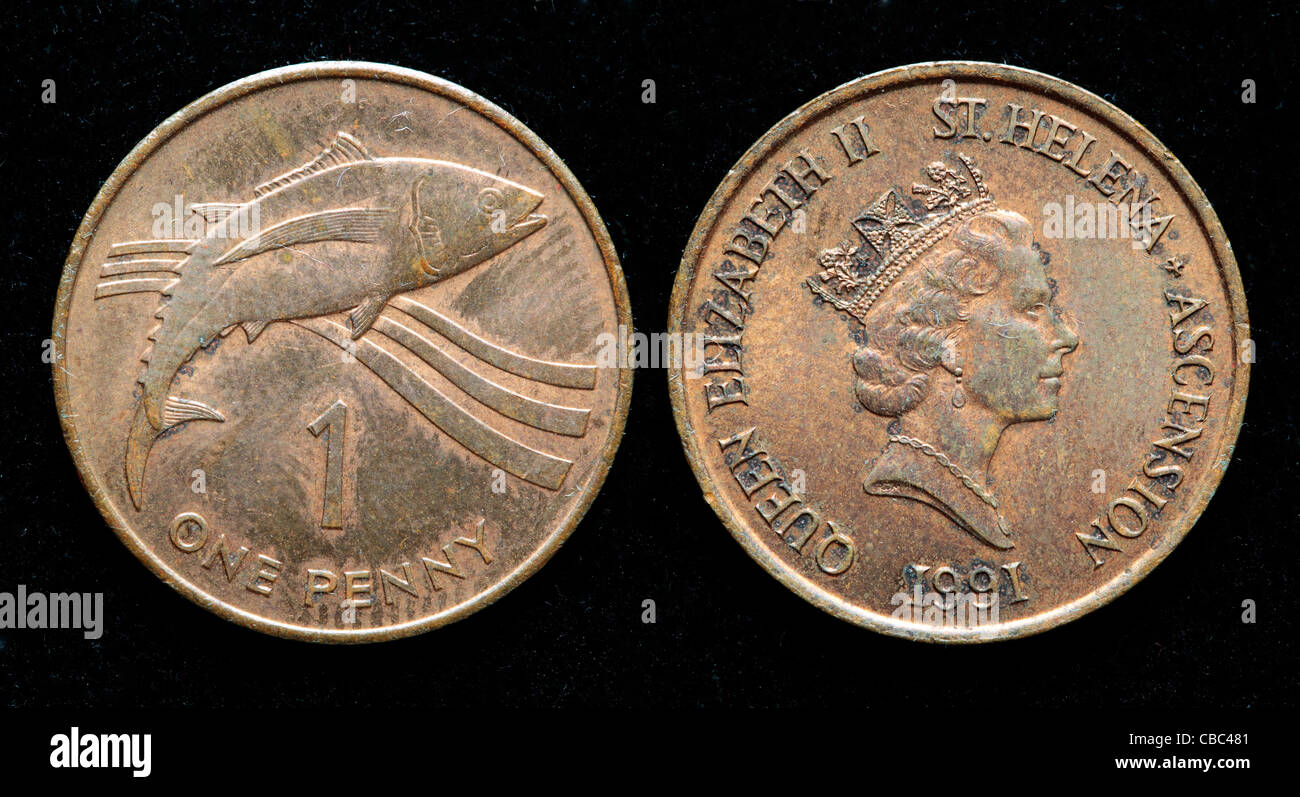 Pièce de 1 Penny, Sainte-Hélène et Ascension, 1991 Banque D'Images