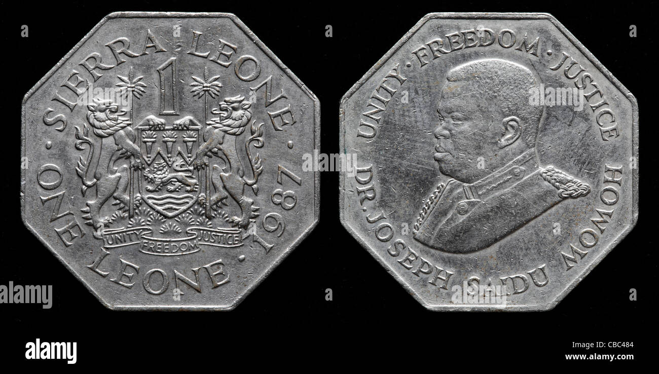 1 Leone coin, Sierra Leone, 1987 Banque D'Images