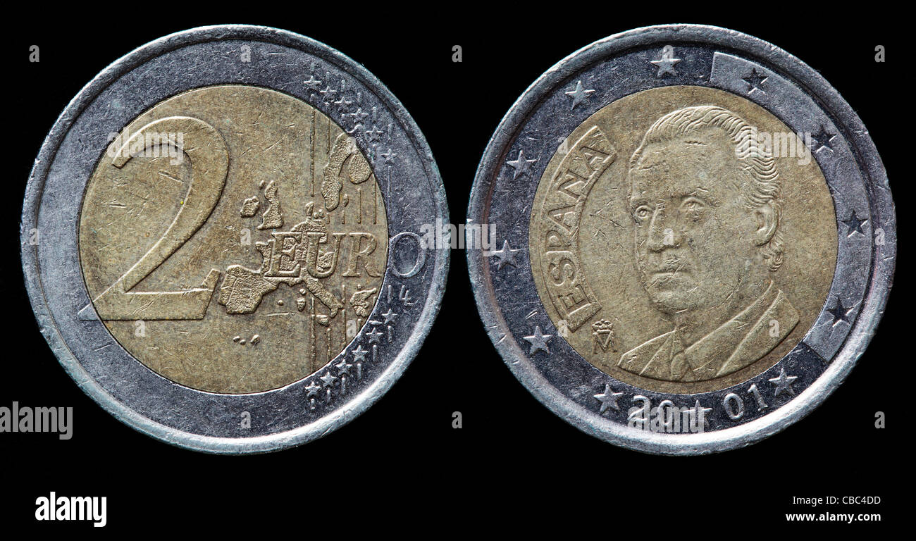 Piece De 2 Euro Espagne 2001 Valeur Espagne monnaie pièces monnaie monnaie Banque de photographies et d'images  à haute résolution - Alamy