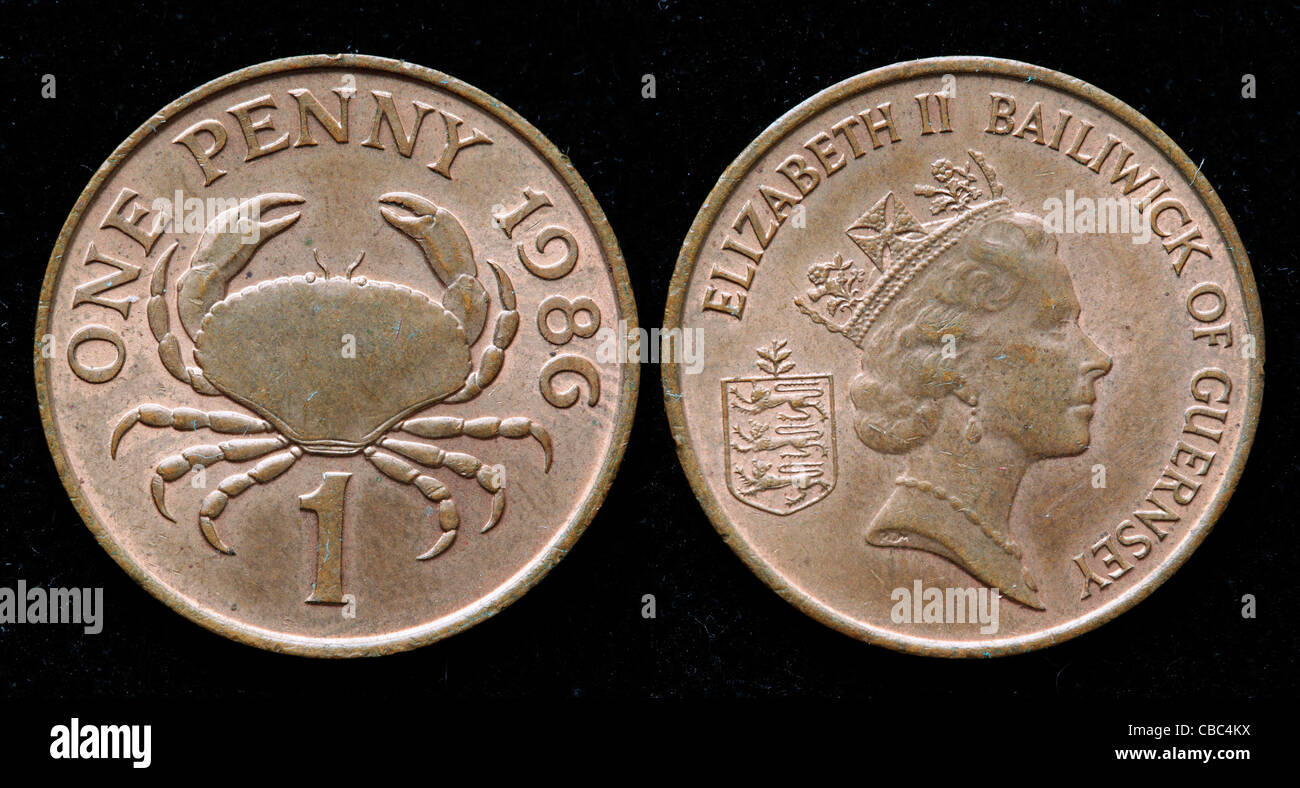 Pièce de 1 penny, bailliage de Guernesey, 1986 Banque D'Images