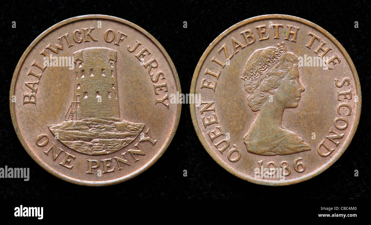 Pièce de 1 penny, Bailliage de Jersey, 1986 Banque D'Images