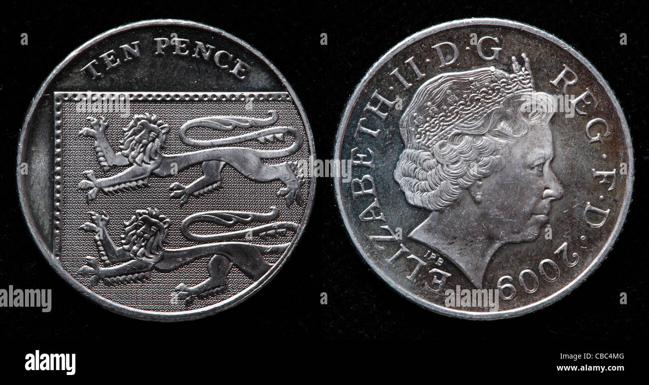 10 pence coins, UK, 2009 Banque D'Images