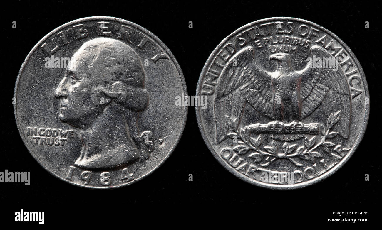 Trimestre pièce de un dollar, USA, 1984 Banque D'Images