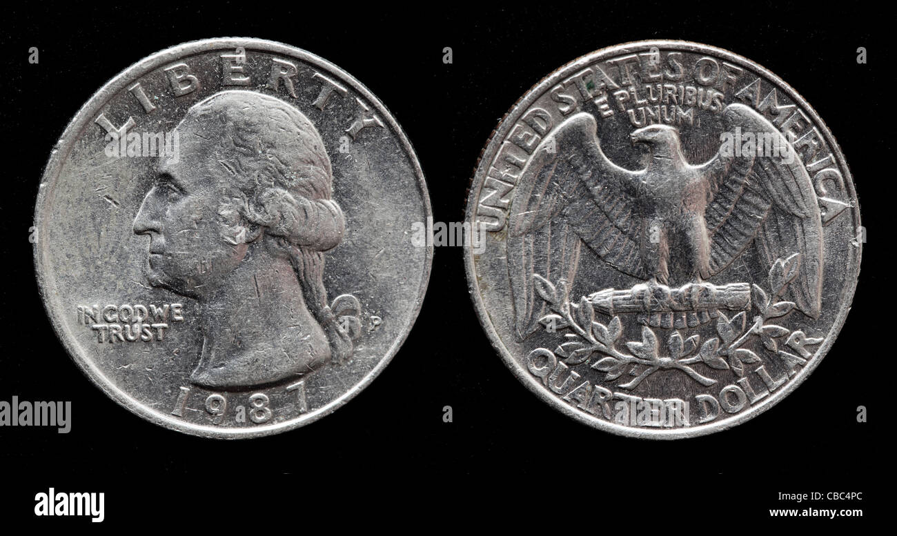 Trimestre pièce de un dollar, USA, 1987 Banque D'Images