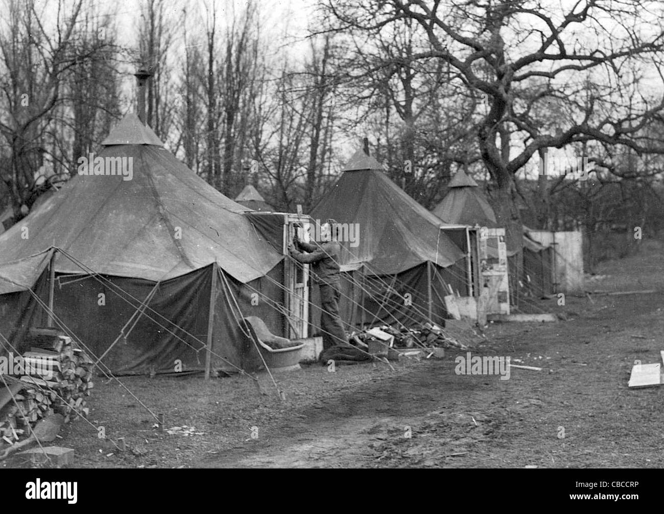 Tentes pour nous fournir des troupes accomodatio erving en Europe PENDANT LA SECONDE GUERRE MONDIALE11 Banque D'Images