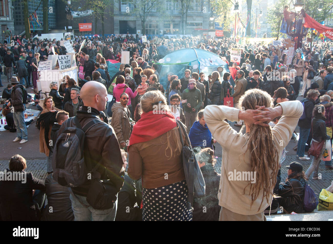 Début d'occuper à Amsterdam Beursplein Banque D'Images