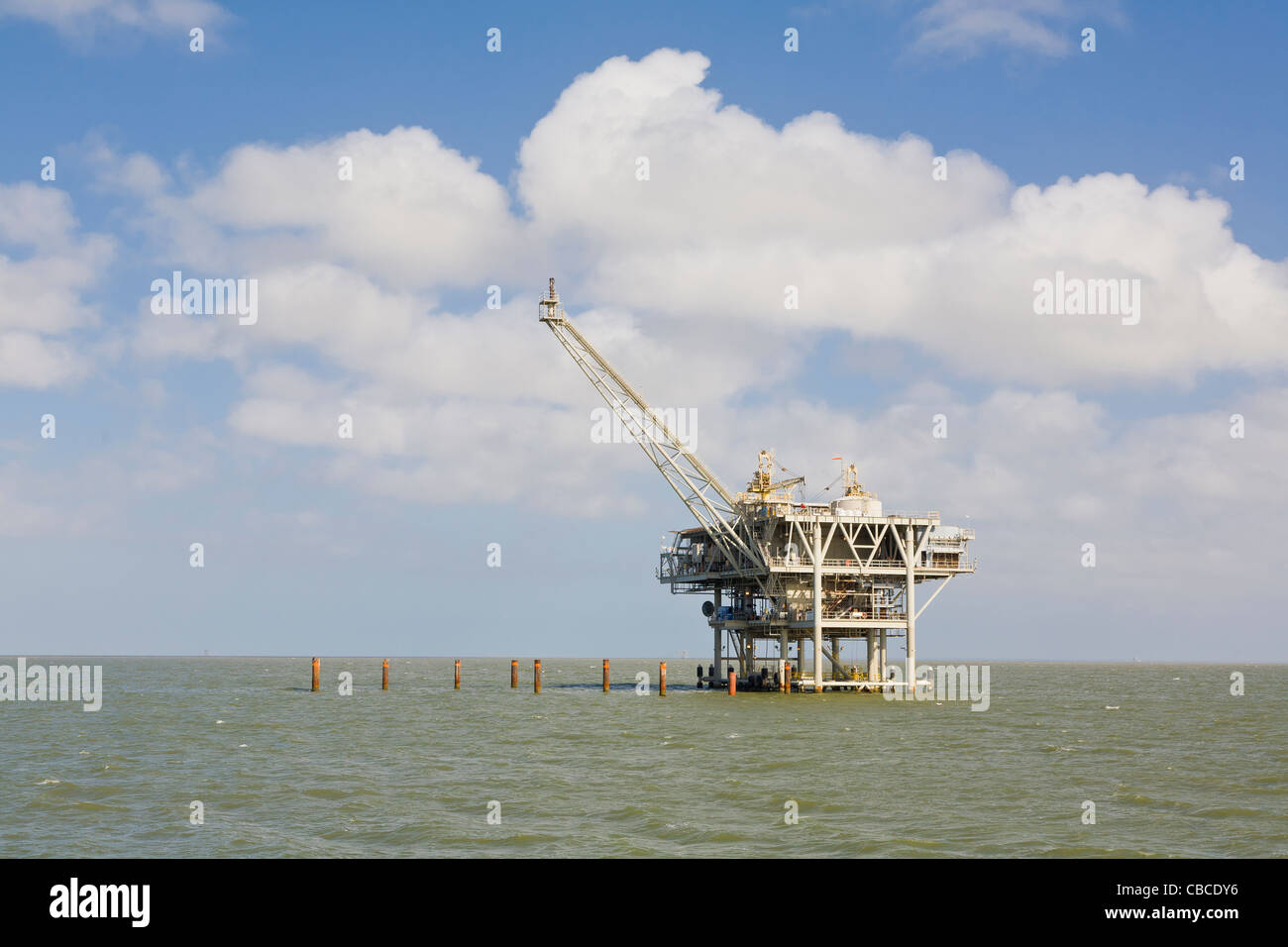 Gaz naturel méthane ou plates-formes dans la baie de Mobile en Alabama Banque D'Images