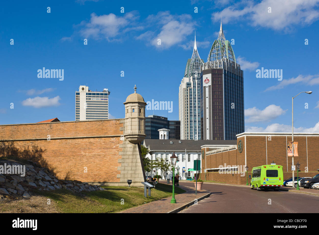 Fort Conde et les toits de la ville de Mobile, en Alabama Banque D'Images