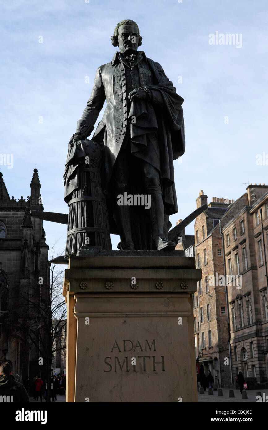 Adam Smith memorial, Édimbourg, Écosse. Banque D'Images