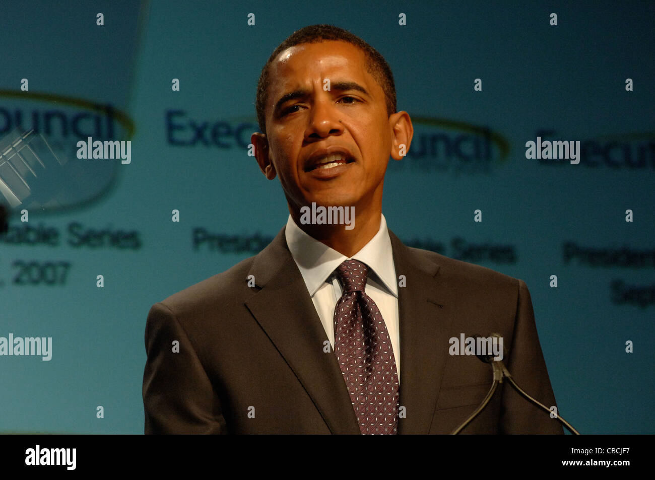 Candidat présidentiel sénateur de l'Illinois Barack Obama parle de l'économie Banque D'Images