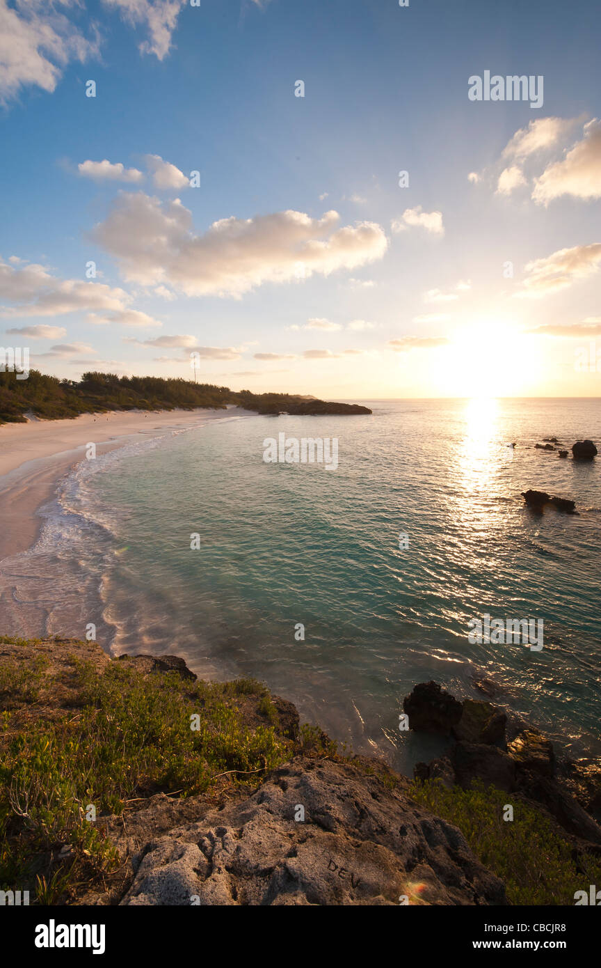 Les Bermudes. Plage de Horseshoe Bay, Bermudes. Banque D'Images