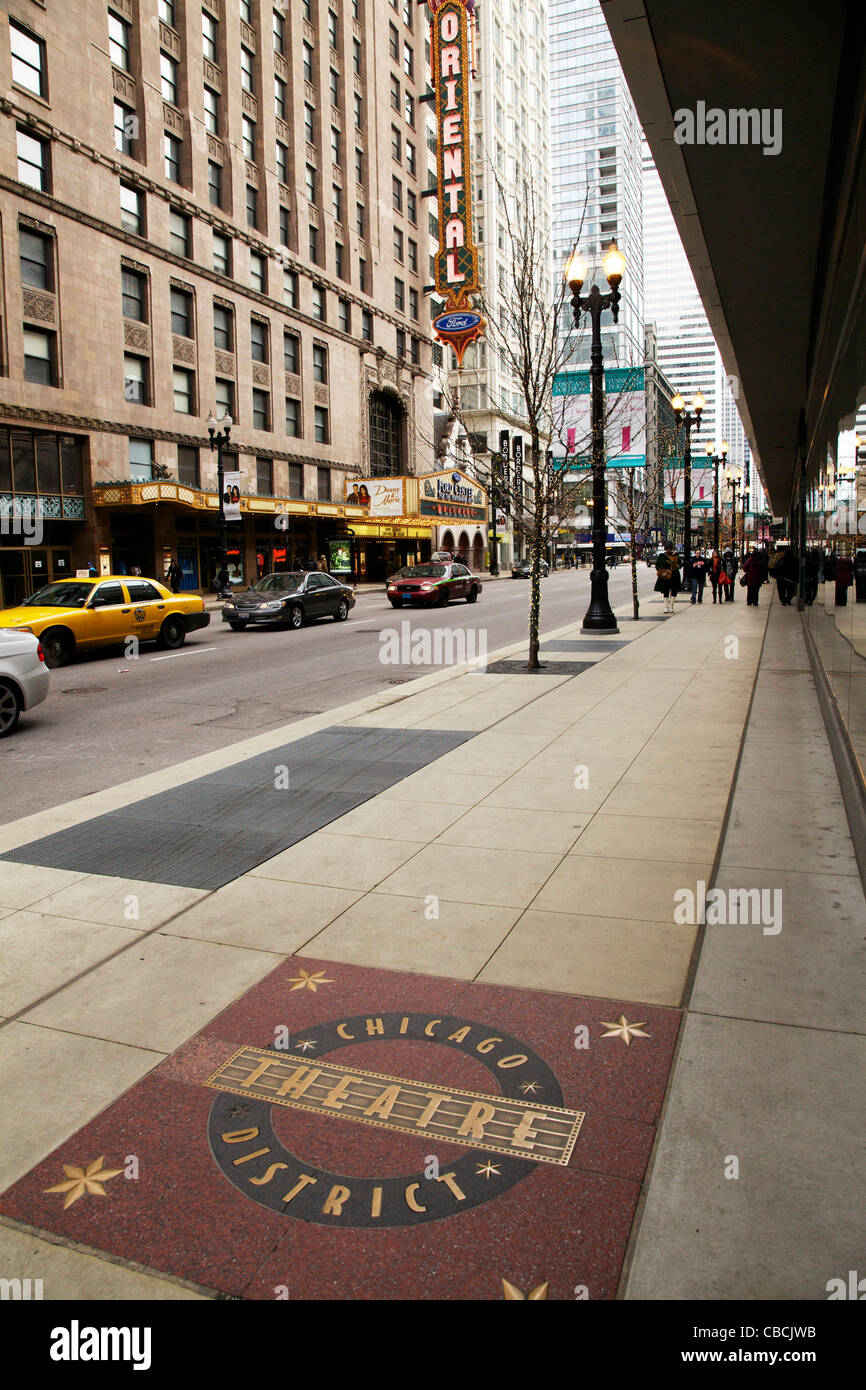 Chicago Theatre District plaque de la chaussée, Randolph Street. Chicago, Illinois Banque D'Images