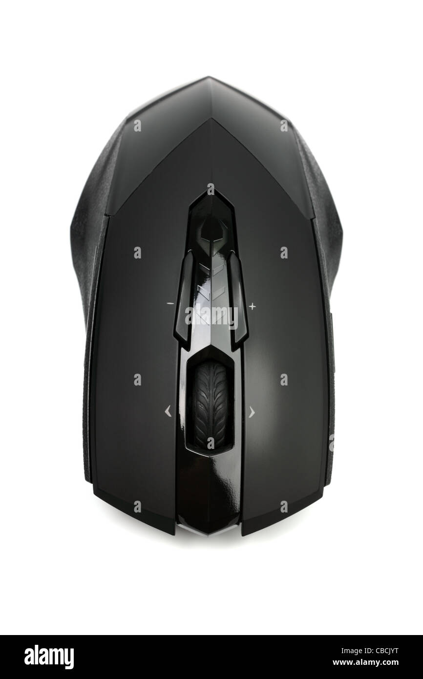 Ordinateur optique sans fil nuse avec bouton de clic, iput, matériel de défilement isolé sur blanc. Technologie moderne coûteuse. Gamer, qualité optique du joueur. Banque D'Images