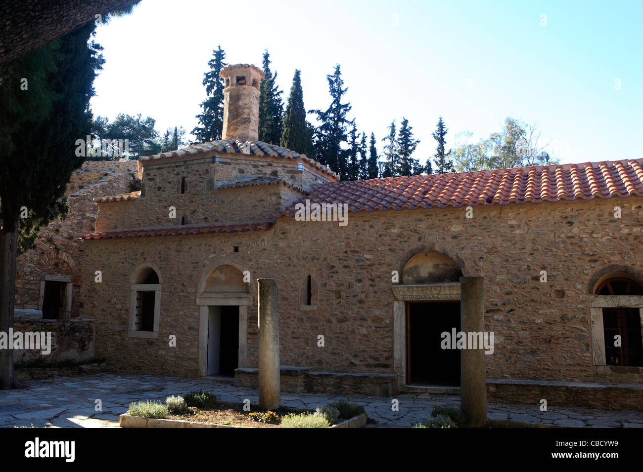 Grèce Athènes Attica mont Hymette le réfectoire au monastère de kaisariani Banque D'Images