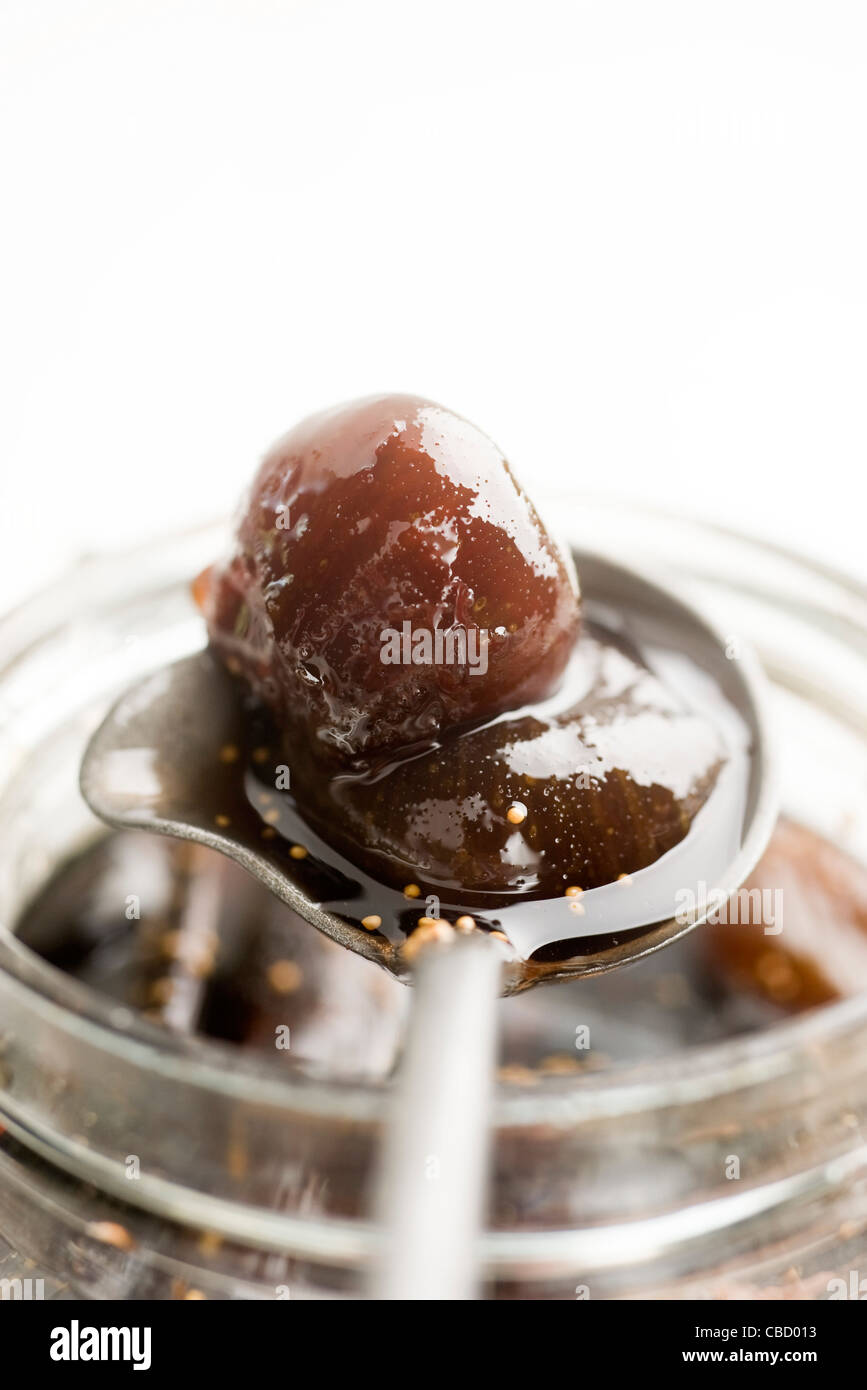 Figues au vin rouge épicé Banque D'Images