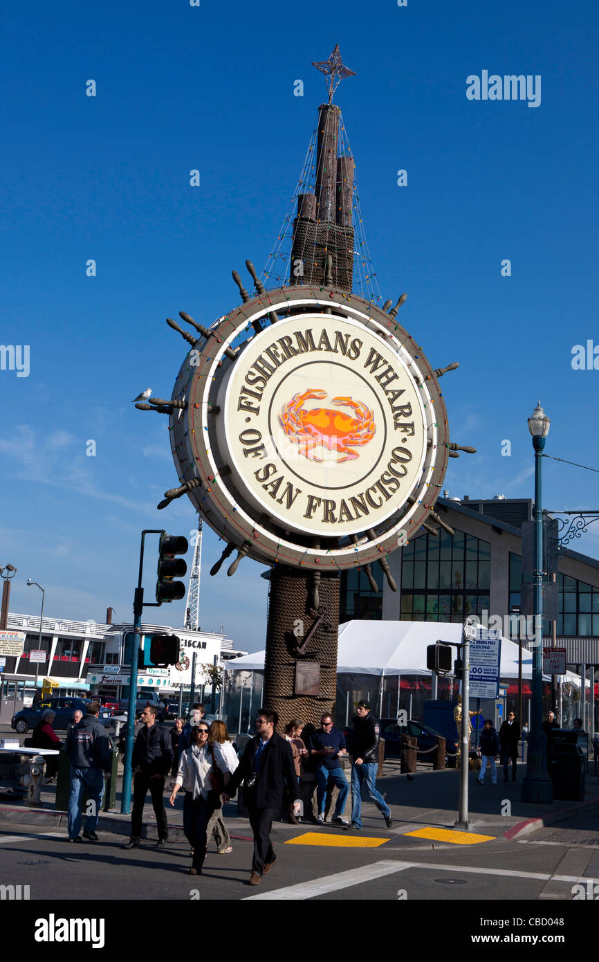 Signe pour Fisherman's Wharf, San Francisco, Californie, États-Unis d'Amérique Banque D'Images