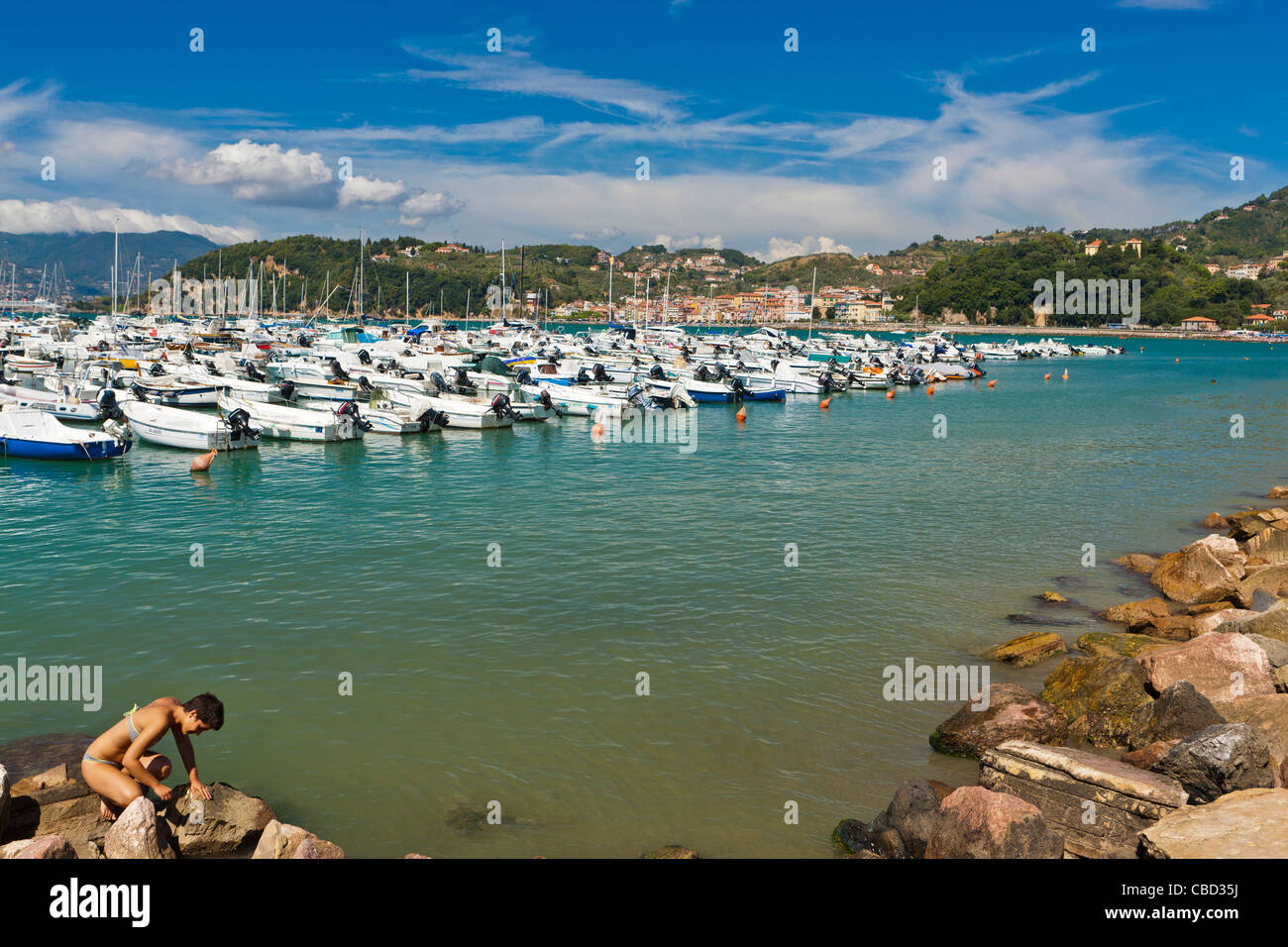 Harbour à Lerici, Province de La Spezia, Ligurie, Italie, Europe Banque D'Images