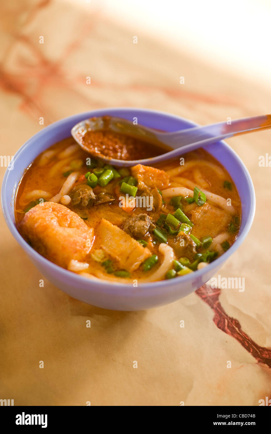 Laksa Curry, soupe de nouilles au curry de Malaisie Banque D'Images