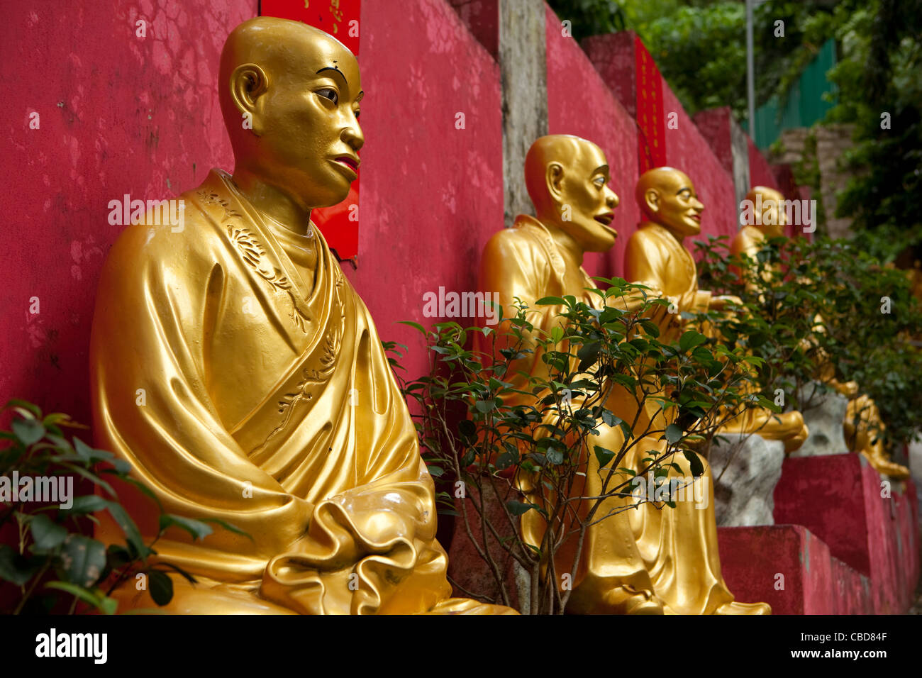 10 000 Bouddhas Monastery, Hong Kong, Chine Banque D'Images