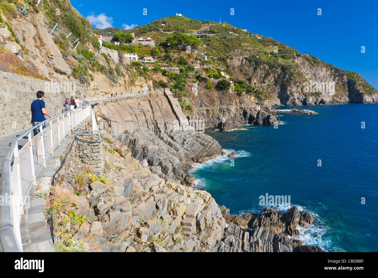 Un sentier de marche de Riomaggiore à Manarola Banque D'Images