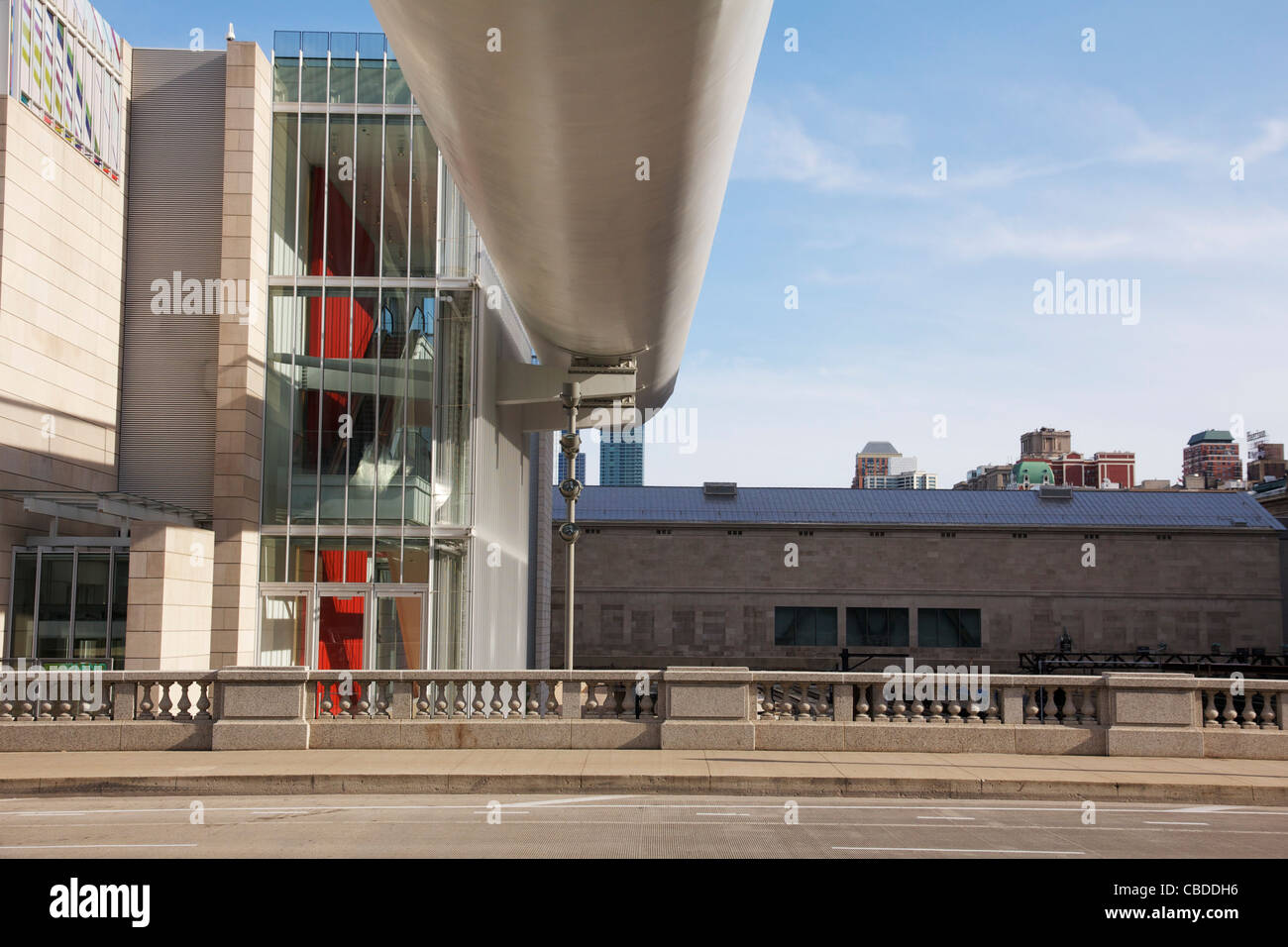 Nichols Bridge et aile moderne de l'Art Institute de Chicago Banque D'Images