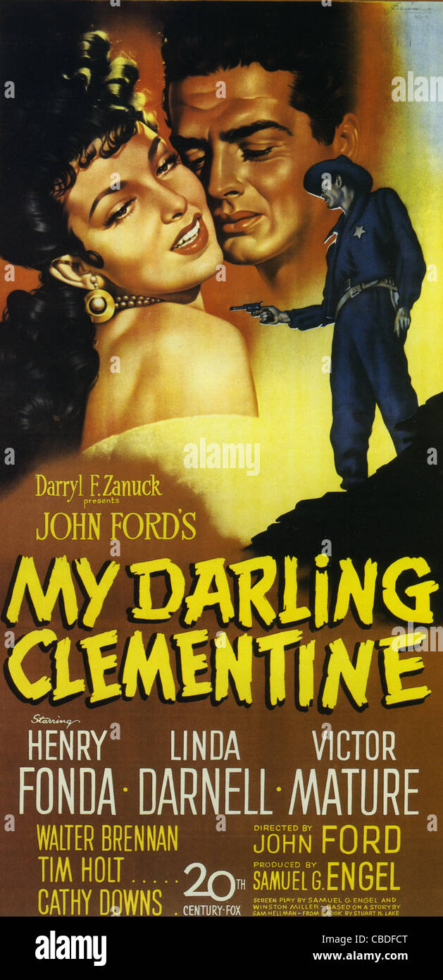 Ma DARLING CLEMENTINE affiche de 1946 TCF film avec Henry Fonda, Linda Darnell, Victor mature. Produit par John Ford Banque D'Images