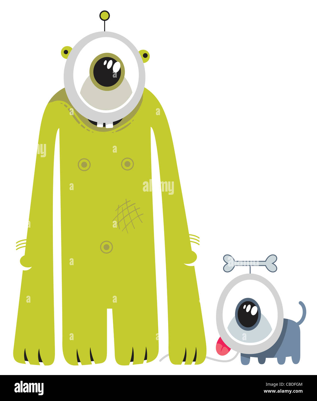 La figure d'un permanent vert alien avec un alien dog Banque D'Images