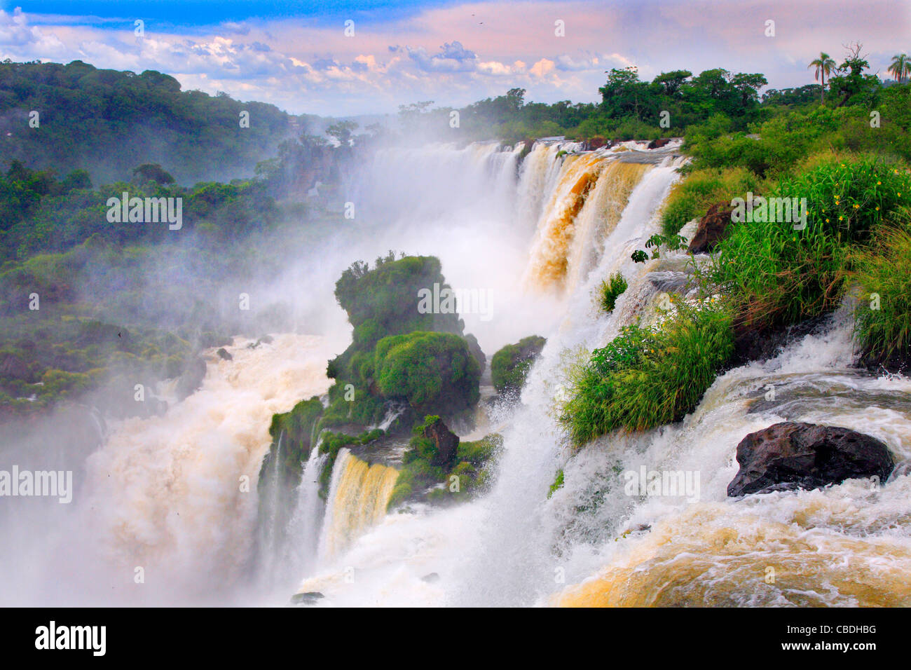 D'Iguazu, le long de la rivière Iguaçu. Placé dans la frontière de l'Argentine, et au Brésil. Banque D'Images