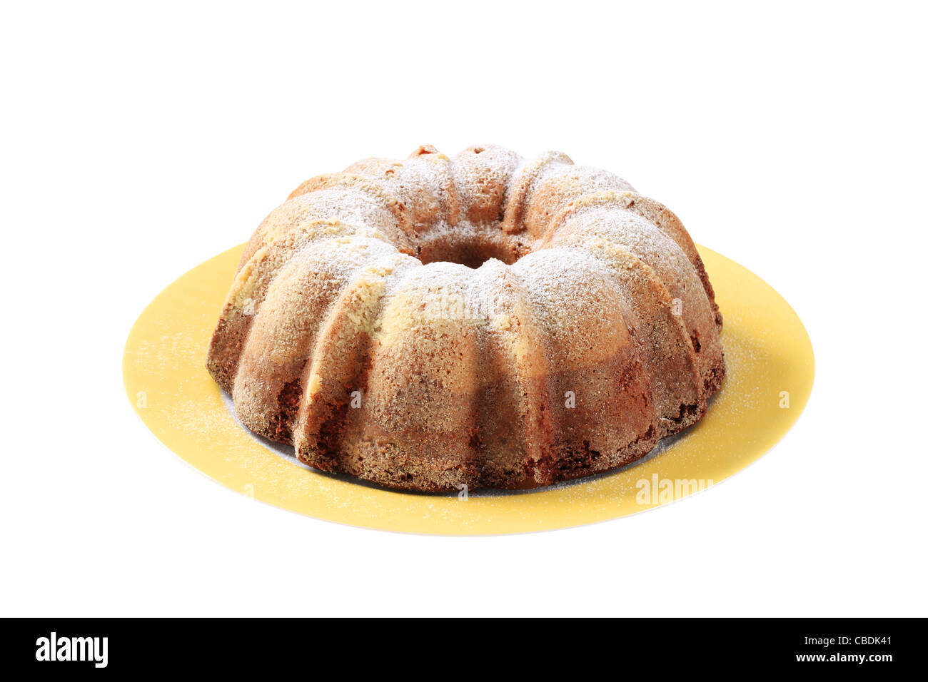 Gâteau bundt fraîchement saupoudrée de sucre glace Banque D'Images