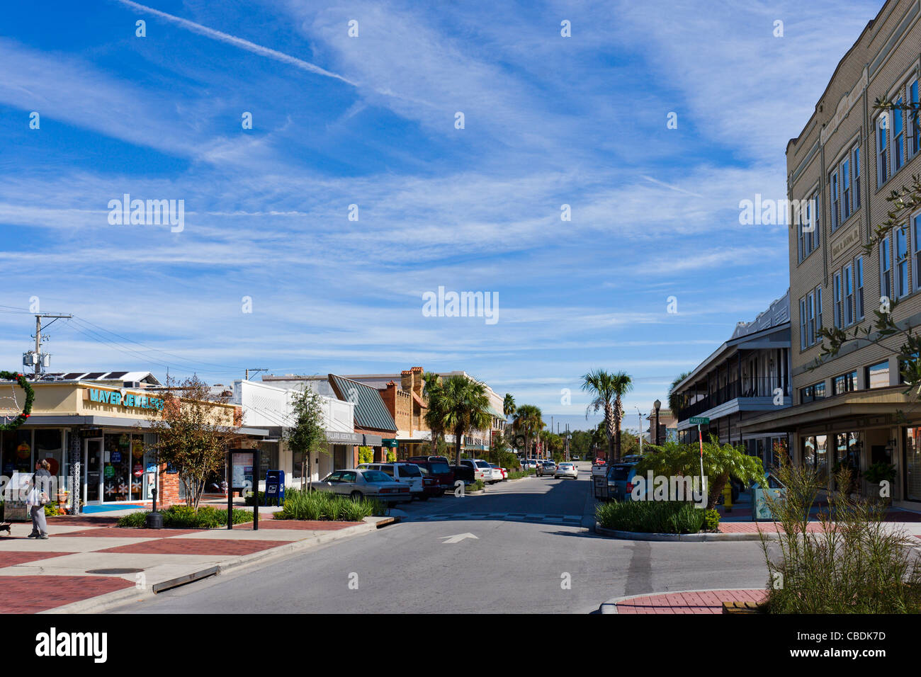 La rue principale (avenue Stuart) au centre-ville de Lake Wales, une petite ville typique dans le centre de la Floride, USA Banque D'Images