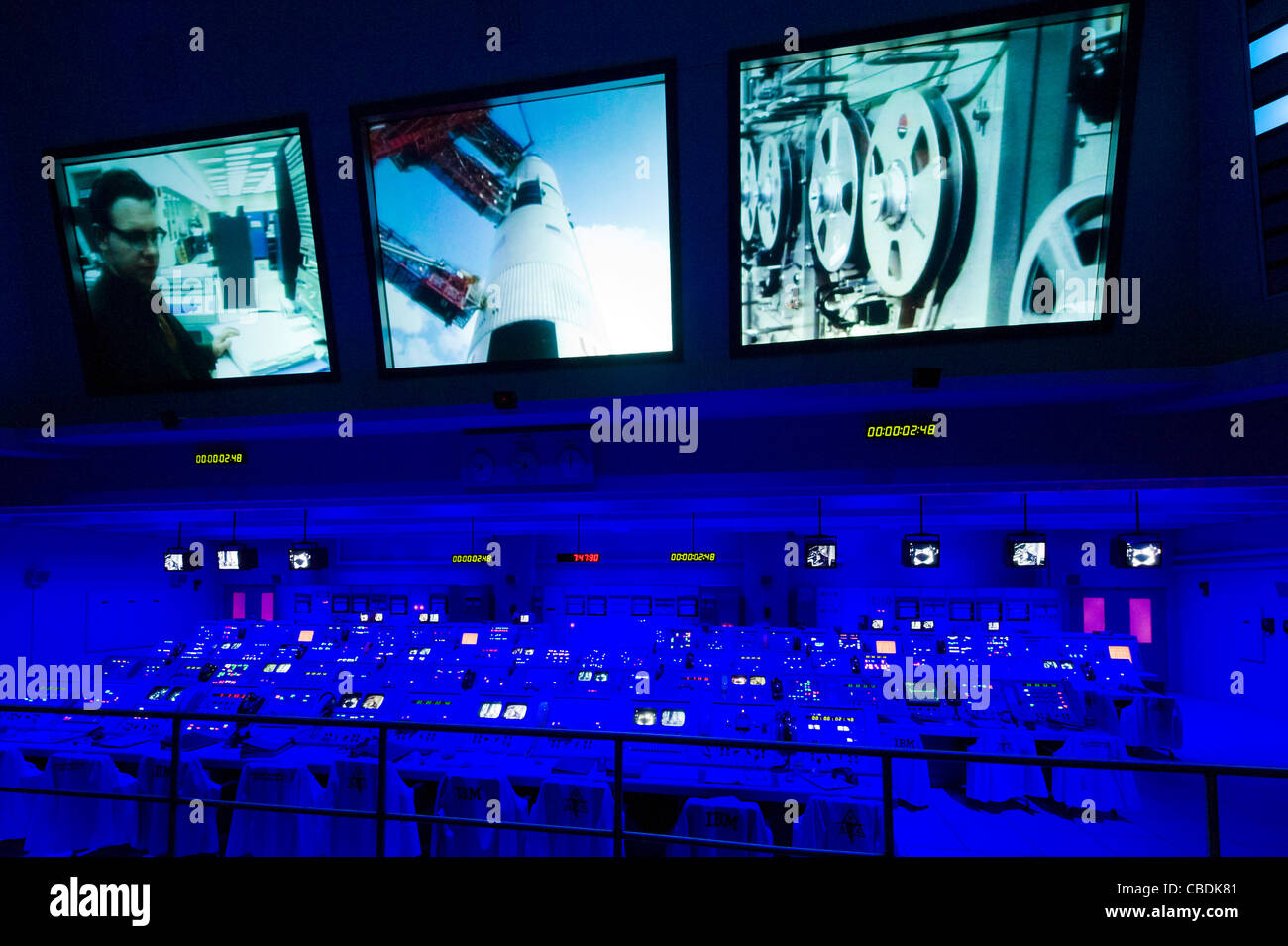 Centre de contrôle de lancement pour le programme Apollo, Saturn V complexe, Kennedy Space Center, Merritt Island, Florida, USA Banque D'Images