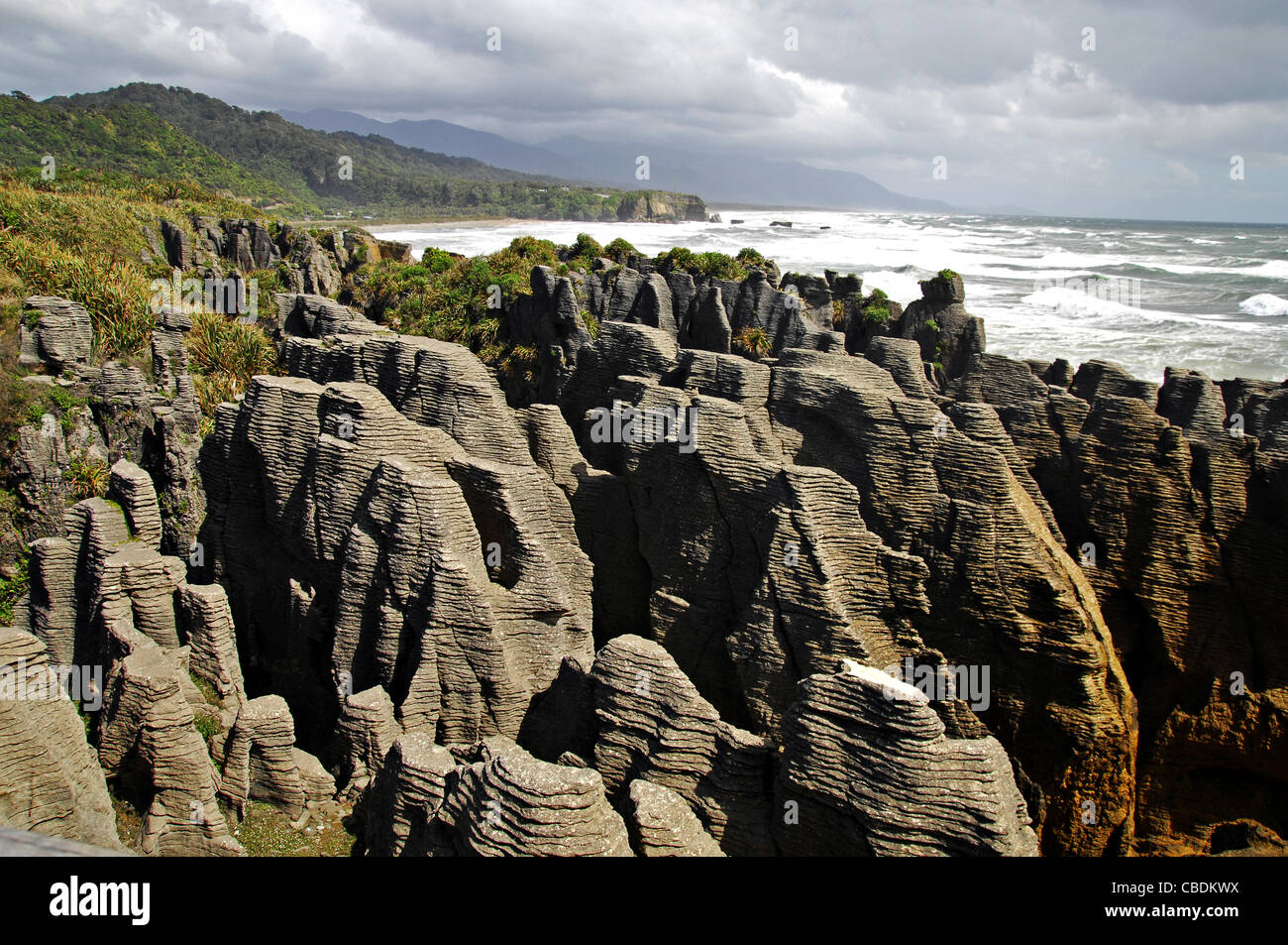 Pancake Rocks sur la côte ouest de la Nouvelle-Zélande Banque D'Images