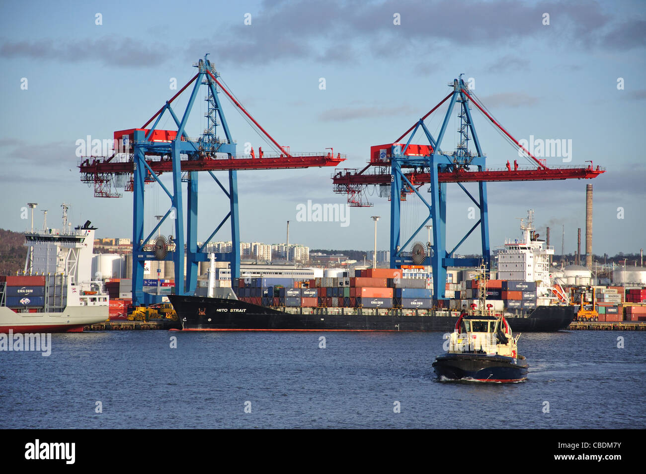 Container ship in Container Terminal, Port de Göteborg, Göteborg, västergötland & Bohuslän Province, le Royaume de Suède Banque D'Images