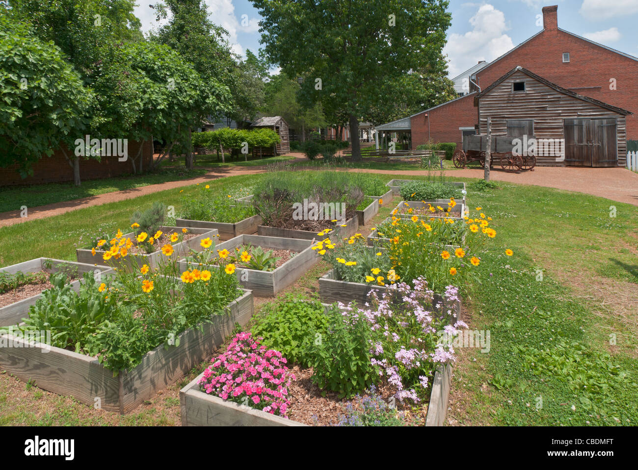 Alabama, Huntsville, Alabama Constitution Village, living history museum, bâtiments reconstruits vers début des années 1800, un jardin de fines herbes Banque D'Images