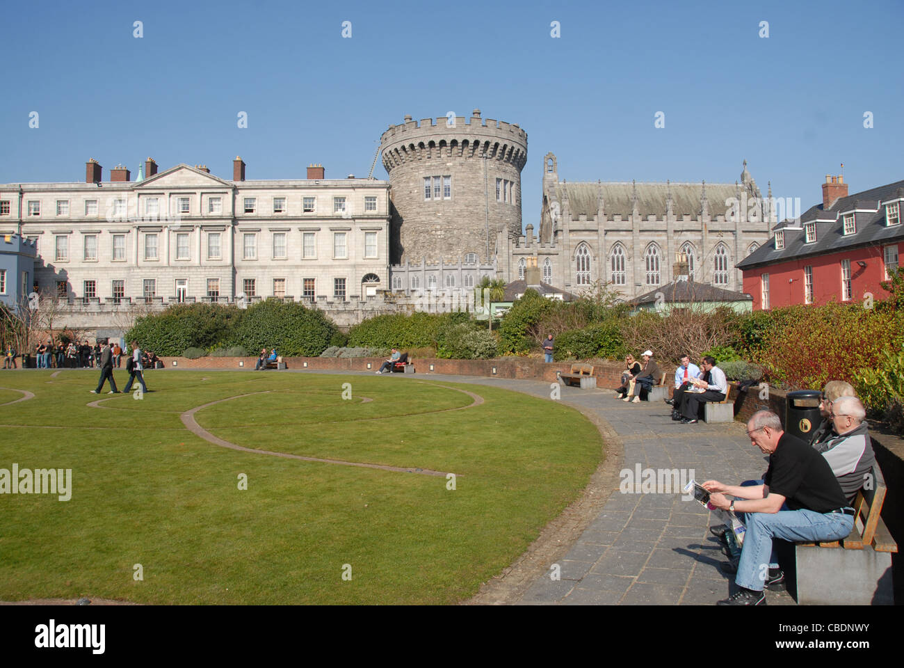 Façade côté jardin du château de Dublin, Dublin, Irlande Banque D'Images