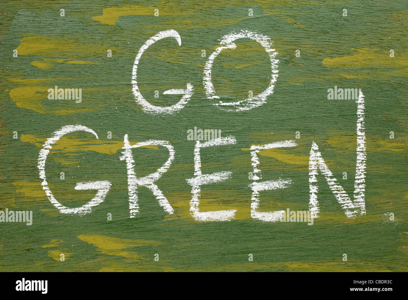 Rendez-vous panneau vert - craie blanche écriture en contreplaqué peint en vert Banque D'Images
