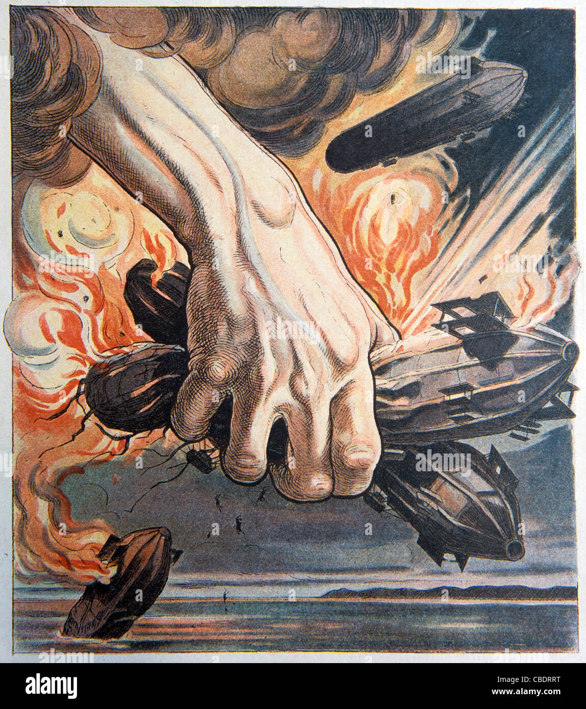 Les zeppelins allemands utilisés dans les raids aériens. Première Guerre mondiale la propagande. Édition de guerre magazine satirique français, "Le Rire", Mars 1915 Banque D'Images