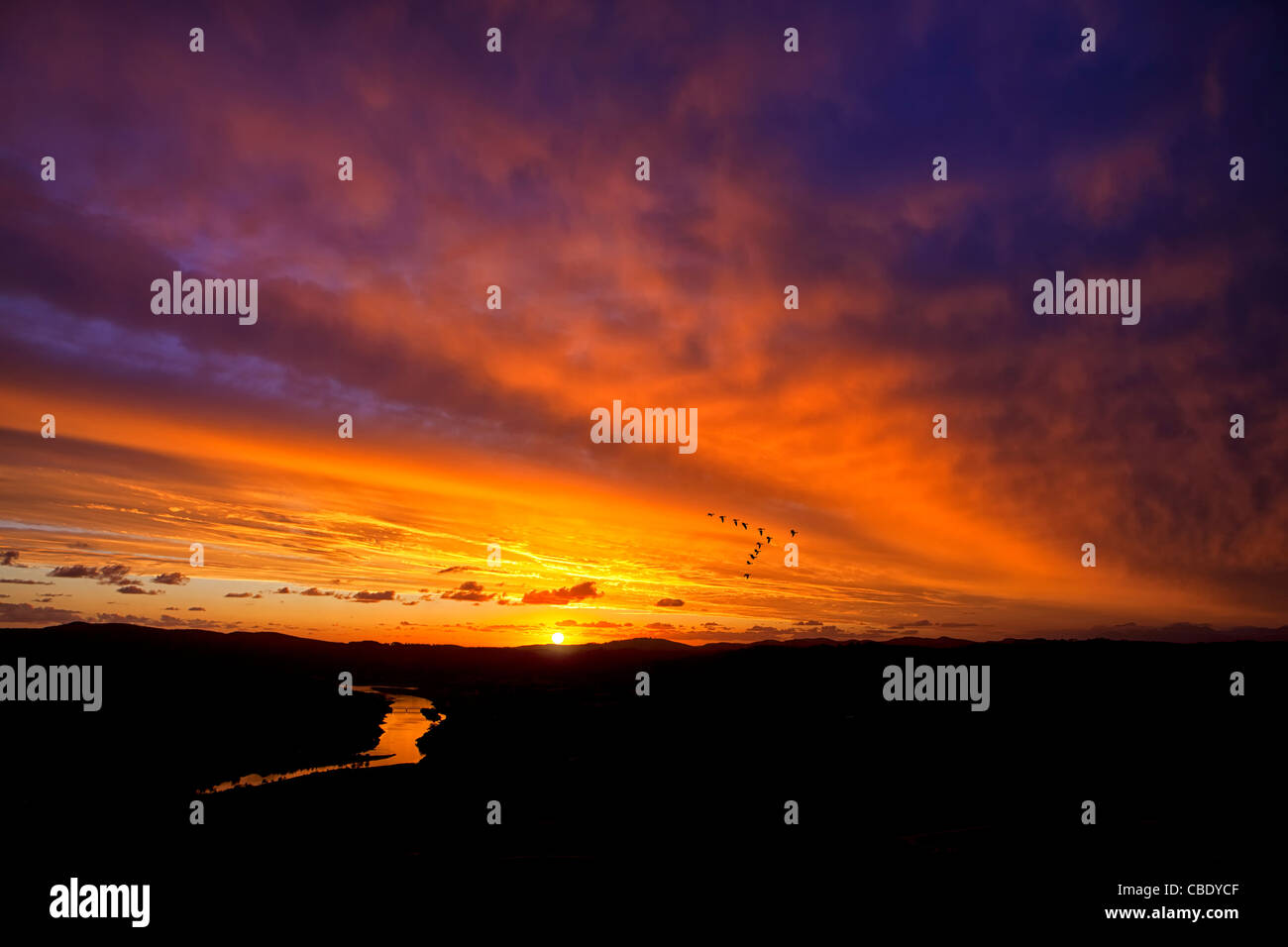 Coucher de soleil sur la rivière Knysna dans la province de Western Cape, Afrique du Sud Banque D'Images