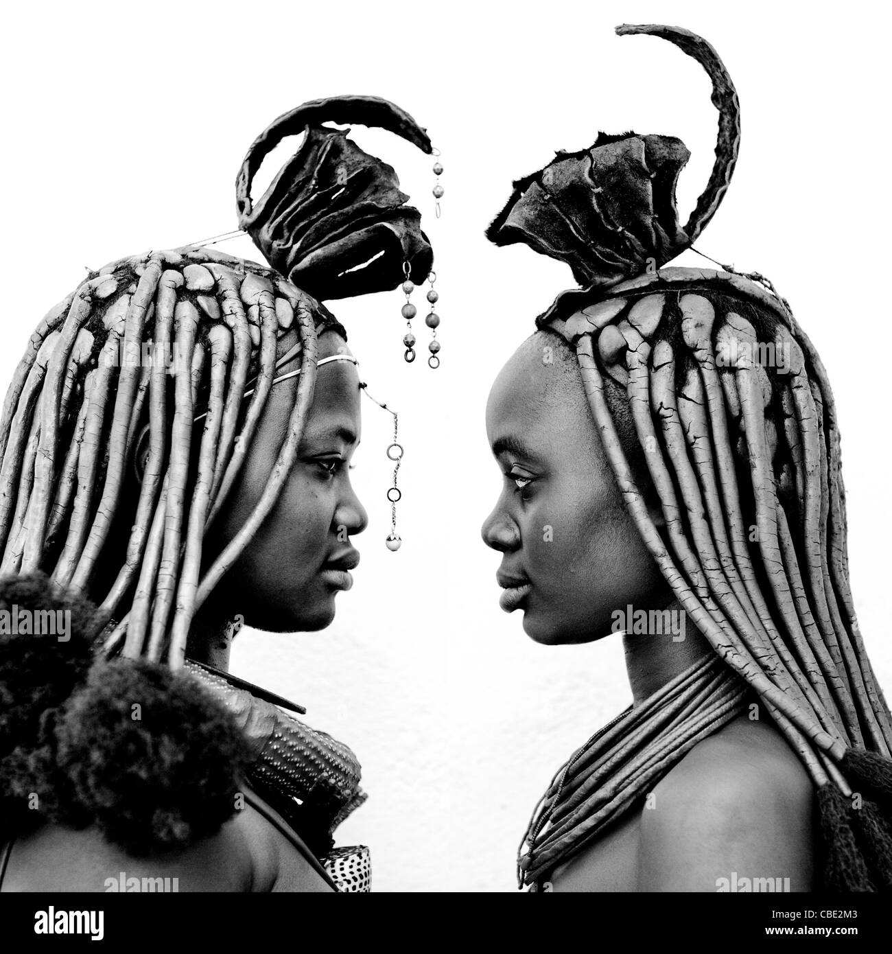 Afrique Angola profil portrait visage de femme himba mu Banque D'Images