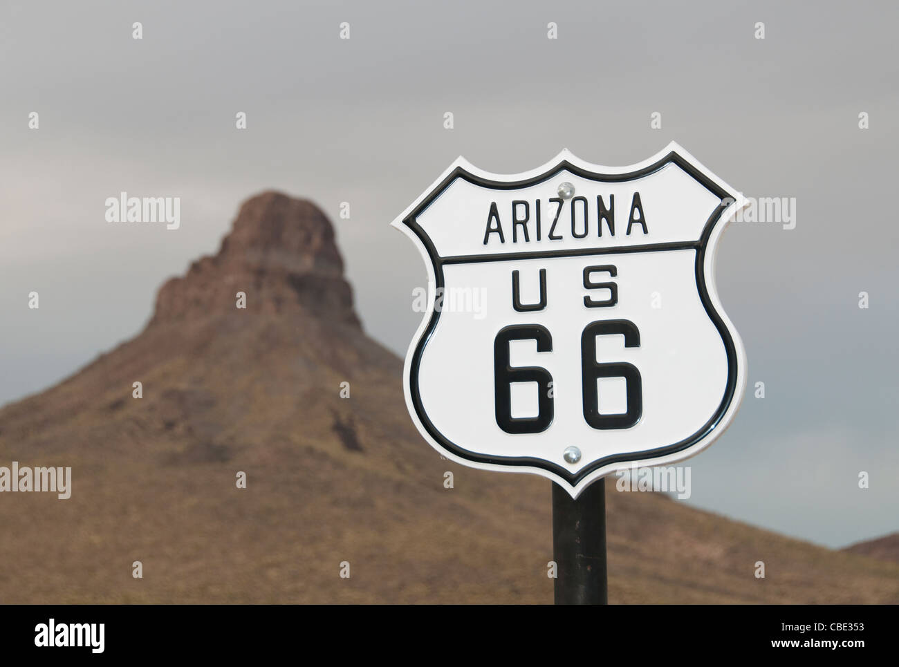 L'historique Route 66 Signe de la circulation de l'autoroute nationale américaine de l'Arizona Banque D'Images