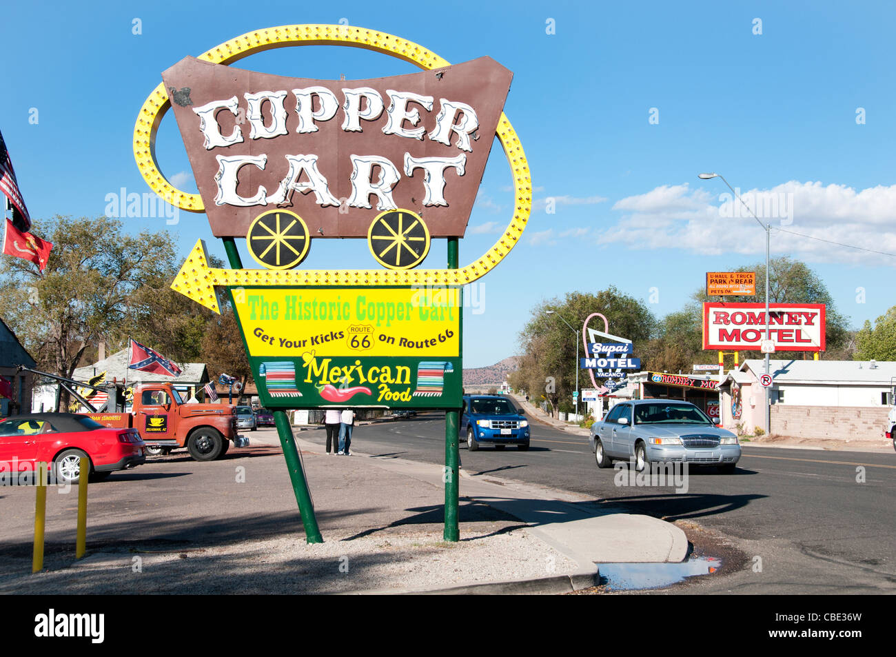 L'historique Route 66 Signe de la circulation de l'autoroute nationale américaine de l'Arizona Banque D'Images