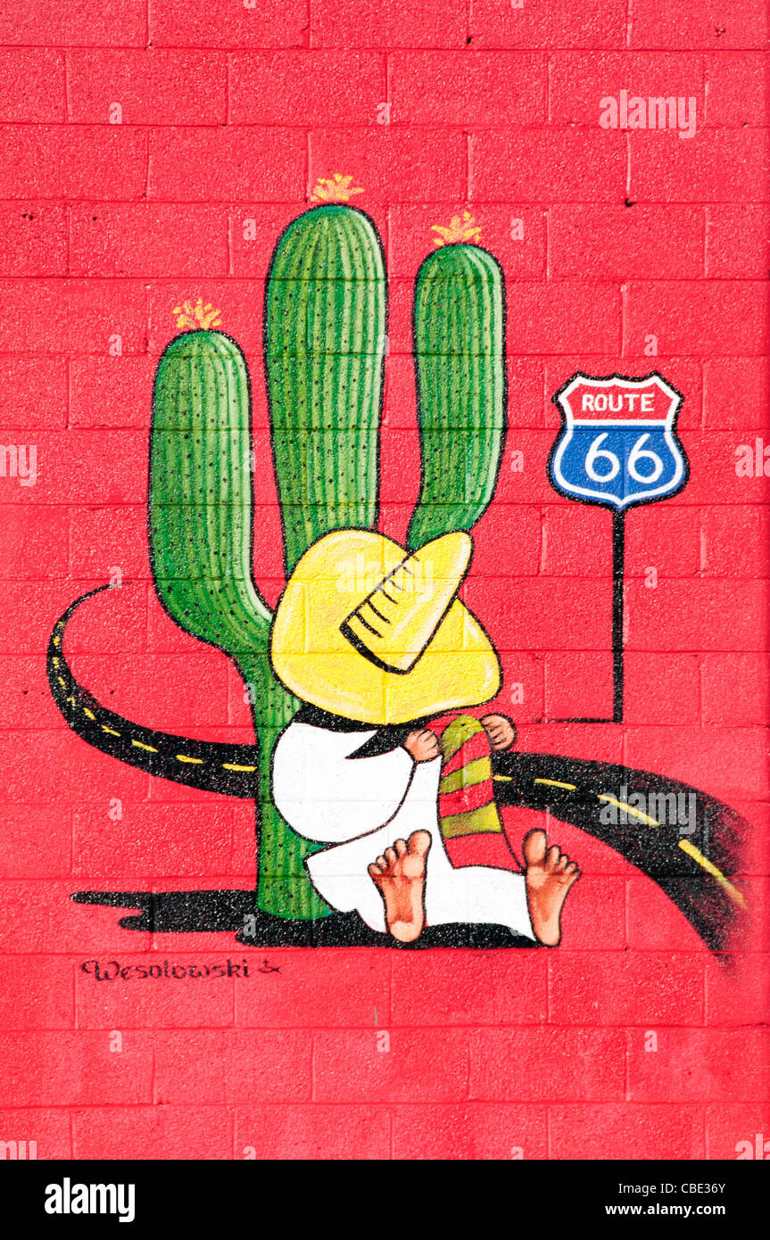 L'historique Route 66 Signe de la circulation de l'autoroute nationale américaine de l'Arizona Banque D'Images