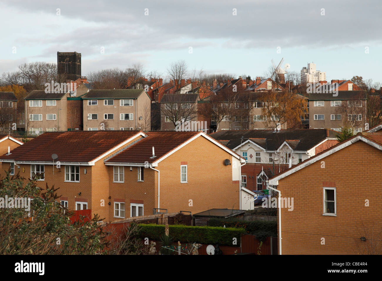 Des logements sociaux et privés à Sneinton, Nottingham, Angleterre, Royaume-Uni Banque D'Images