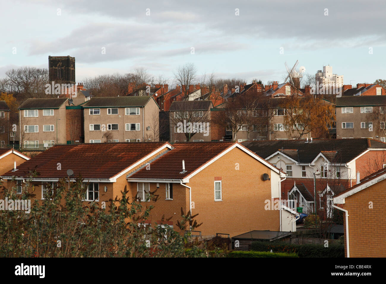 Des logements sociaux et privés à Sneinton, Nottingham, Angleterre, Royaume-Uni Banque D'Images