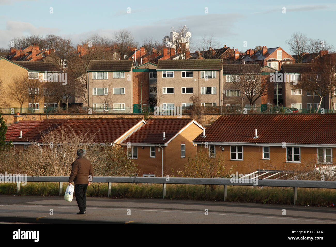 Des logements sociaux et privés à Sneinton, Nottingham, Angleterre, Royaume-Uni Banque D'Images