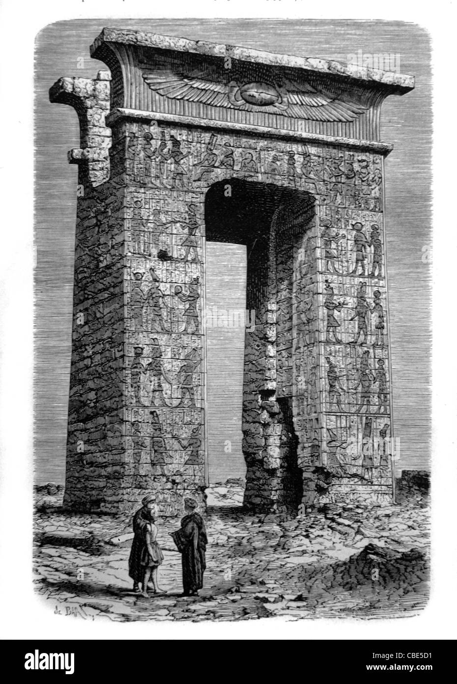 Temple Karnak, Égypte. c19th gravure ou illustration ancienne Banque D'Images