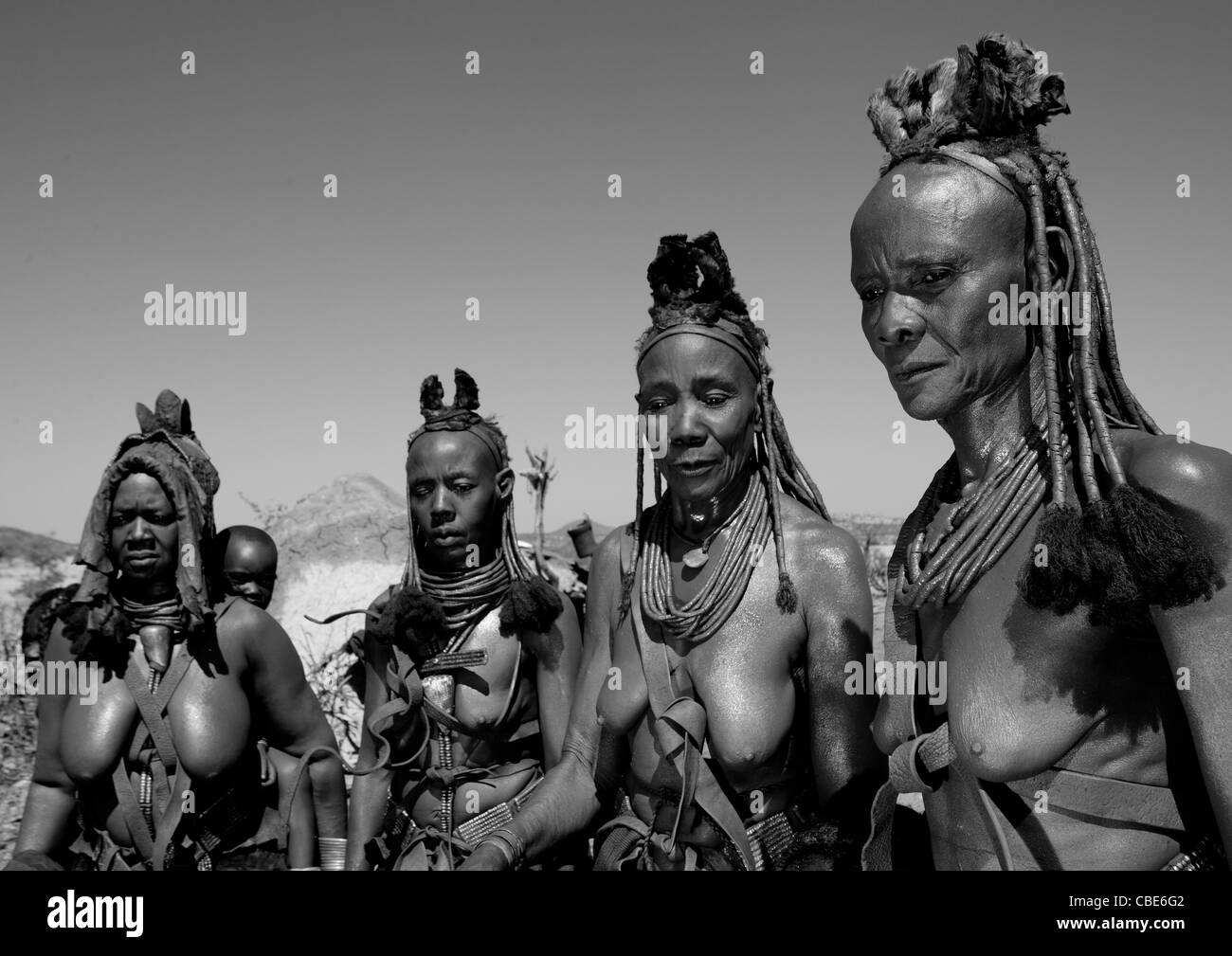 Groupe de femmes Muhimba, Village de Elola, Angola Banque D'Images