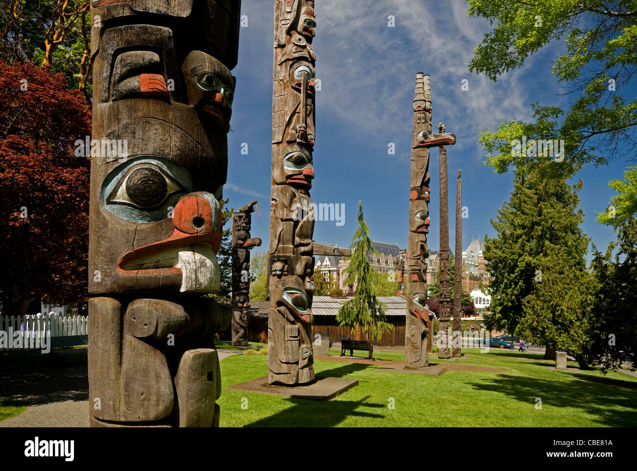 Thunderbird Park à Victoria, Colombie-Britannique, Canada Banque D'Images