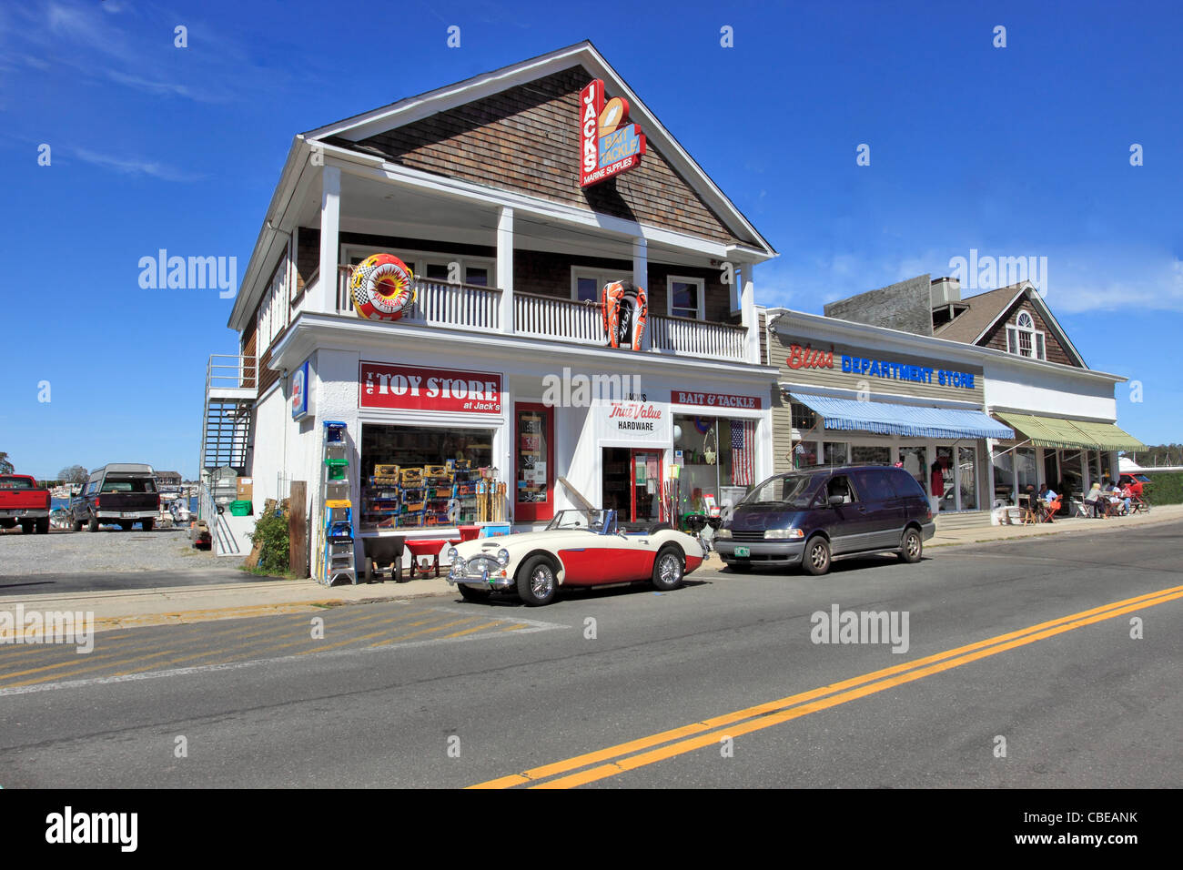 La route 114 Shelter Island Heights Long Island NY Banque D'Images